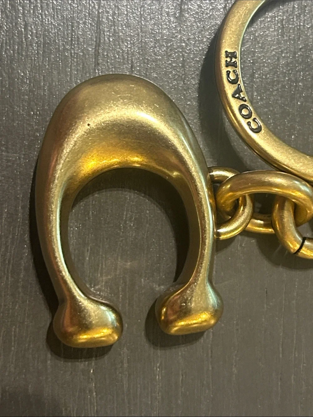 Coach Brass-Tone 'C' Key Ring Charm in Gold